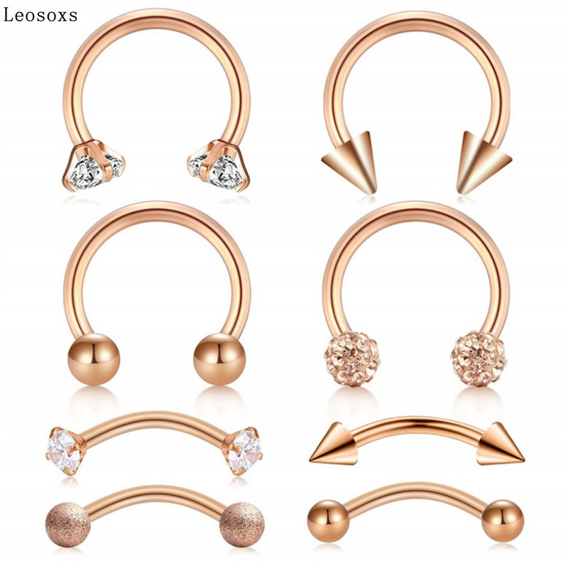 Leosoxs Piercing Bijuterii Nas Nail Set Mixt Oțel inoxidabil Buze Unghie Sprâncene Unghie Nazală