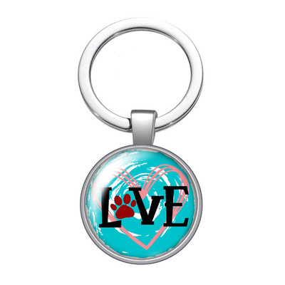 New Cute Footprints Love Pet Dog Cat Citate Fotografii Breloc cabochon din sticla de 25 mm Geanta Breloc masina Suport inel Brelocuri Breloc