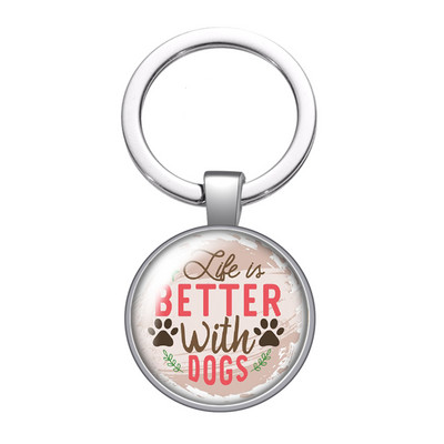 New Cute Footprints Love Pet Dog Cat Citate Fotografii Breloc cabochon din sticla de 25 mm Geanta Breloc masina Suport inel Brelocuri Breloc