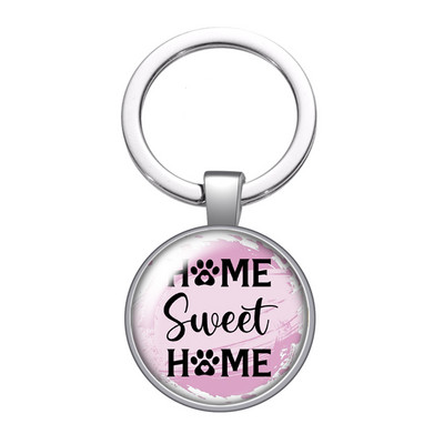 New Cute Footprints Love Pet Dog Cat Citate Fotografii Breloc cabochon din sticla de 25 mm Geanta Breloc masina Suport inel Brelocuri Breloc