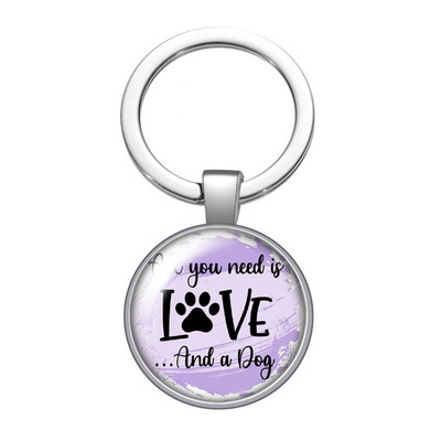 New Cute Footprints Love Pet Dog Cat Citate Fotografii Breloc cabochon din sticla de 25 mm Geanta Breloc masina Suport inel Brelocuri Breloc