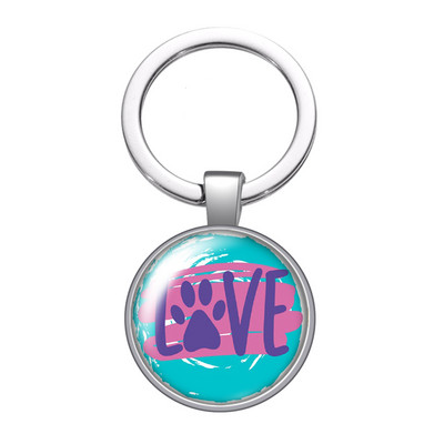 New Cute Footprints Love Pet Dog Cat Citate Fotografii Breloc cabochon din sticla de 25 mm Geanta Breloc masina Suport inel Brelocuri Breloc