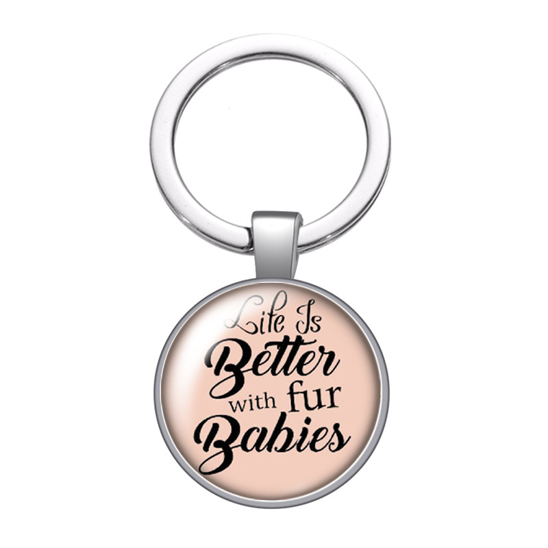 New Cute Footprints Love Pet Dog Cat Citate Fotografii Breloc cabochon din sticla de 25 mm Geanta Breloc masina Suport inel Brelocuri Breloc
