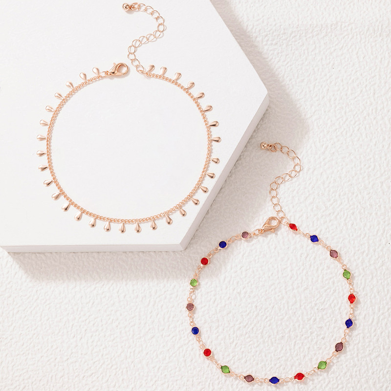 Tocona, piatră de cristal colorată, lanț pentru picioare, perle elegantă, glezne reglabile, realizate manual, pentru femei, set de bijuterii boeme 20834