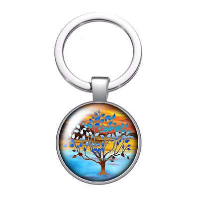 Nou Arborele Vieții Gradient colorat Arborele genealogic Fotografie 25 mm breloc cabochon din sticlă Geantă Breloc mașină Suport inel Breloc breloc