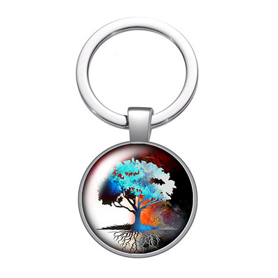 Nou Arborele Vieții Gradient colorat Arborele genealogic Fotografie 25 mm breloc cabochon din sticlă Geantă Breloc mașină Suport inel Breloc breloc