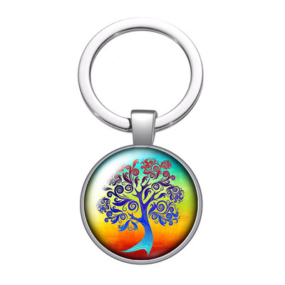 Nou Arborele Vieții Gradient colorat Arborele genealogic Fotografie 25 mm breloc cabochon din sticlă Geantă Breloc mașină Suport inel Breloc breloc