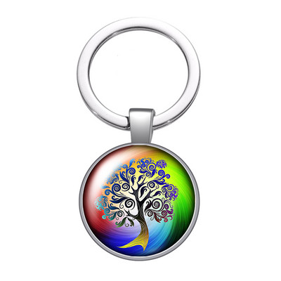 Nou Arborele Vieții Gradient colorat Arborele genealogic Fotografie 25 mm breloc cabochon din sticlă Geantă Breloc mașină Suport inel Breloc breloc