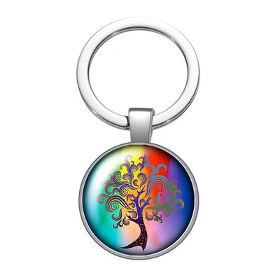 Nou Arborele Vieții Gradient colorat Arborele genealogic Fotografie 25 mm breloc cabochon din sticlă Geantă Breloc mașină Suport inel Breloc breloc