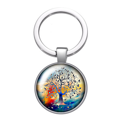 Nou Arborele Vieții Gradient colorat Arborele genealogic Fotografie 25 mm breloc cabochon din sticlă Geantă Breloc mașină Suport inel Breloc breloc