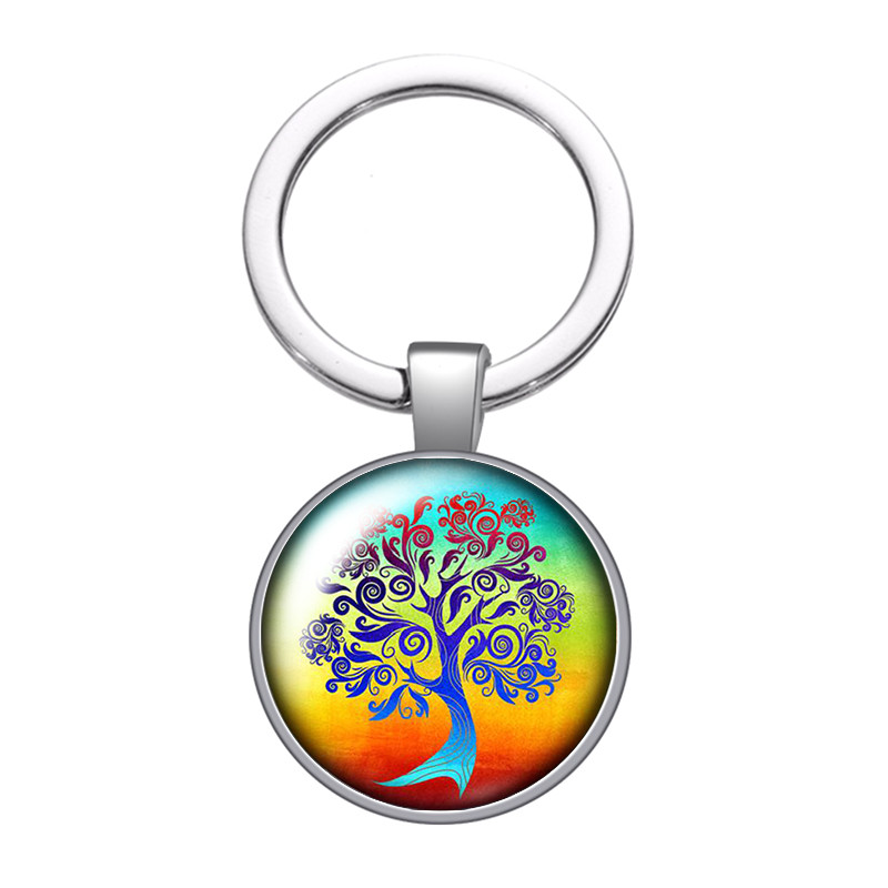 Nou Arborele Vieții Gradient colorat Arborele genealogic Fotografie 25 mm breloc cabochon din sticlă Geantă Breloc mașină Suport inel Breloc breloc