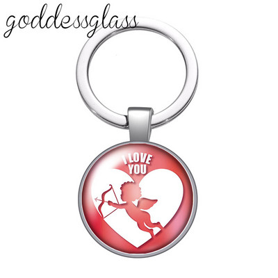 Szerelem Rózsaszín szívek Valentin nap Ajándék virágok üveg cabochon kulcstartó Táska Autós kulcstartó Gyűrűtartó Charms kulcstartók ajándékokhoz