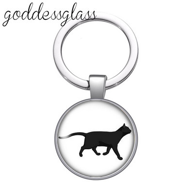 Pisici din desene animate Drăguț pisică drăguță animal de companie rotund sticlă cabochon breloc geantă breloc mașină suport inel brelocuri brelocuri cadouri