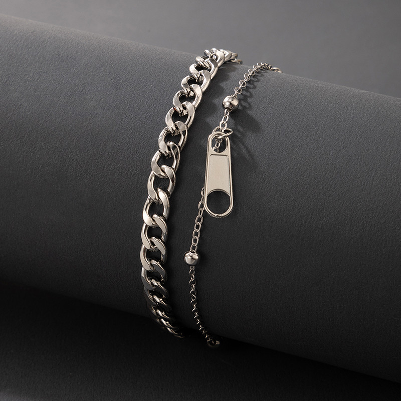 Tocona 2 buc/seturi Nou Trendy Fermoar Picioare Lant pentru femei Punk Gros Lant Argintiu Aliaj Metal Bijuterii reglabile 19795