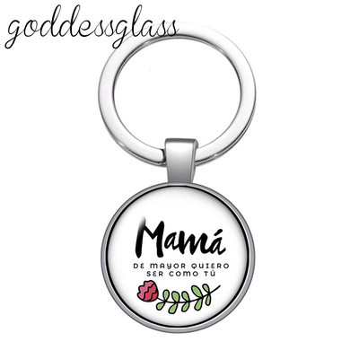 Fashion Letters Be happy Pray Mama bless Breloc cabochon rotund din sticlă Geantă Breloc mașină Suport inel Brelocuri brelocuri pentru cadou
