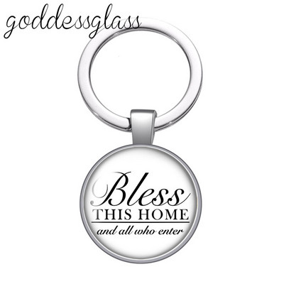 Fashion Letters Be happy Pray Mama bless Breloc cabochon rotund din sticlă Geantă Breloc mașină Suport inel Brelocuri brelocuri pentru cadou