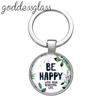Fashion Letters Be happy Pray Mama bless Breloc cabochon rotund din sticlă Geantă Breloc mașină Suport inel Brelocuri brelocuri pentru cadou