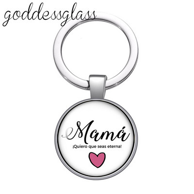 Fashion Letters Be happy Pray Mama bless Breloc cabochon rotund din sticlă Geantă Breloc mașină Suport inel Brelocuri brelocuri pentru cadou