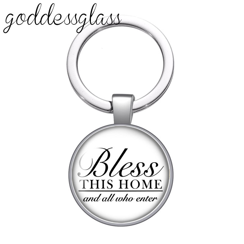 Fashion Letters Be happy Pray Mama bless Breloc cabochon rotund din sticlă Geantă Breloc mașină Suport inel Brelocuri brelocuri pentru cadou