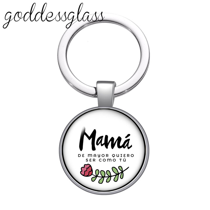 Fashion Letters Be happy Pray Mama bless Breloc cabochon rotund din sticlă Geantă Breloc mașină Suport inel Brelocuri brelocuri pentru cadou