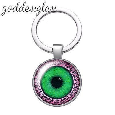 Dragon eye pepple eye pupilla Új stílusú Kerek üveg cabochon kulcstartó Táska Autós kulcstartó Gyűrűtartó Charms kulcstartók ajándékokhoz