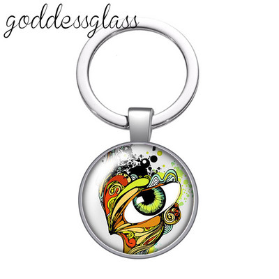 Dragon eye pepple eye pupilla Új stílusú Kerek üveg cabochon kulcstartó Táska Autós kulcstartó Gyűrűtartó Charms kulcstartók ajándékokhoz