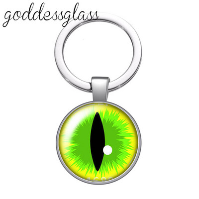 Dragon eye pepple eye pupilla Új stílusú Kerek üveg cabochon kulcstartó Táska Autós kulcstartó Gyűrűtartó Charms kulcstartók ajándékokhoz