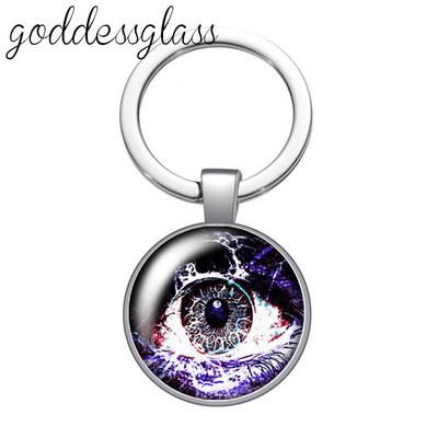 Dragon eye pepple eye pupilla Új stílusú Kerek üveg cabochon kulcstartó Táska Autós kulcstartó Gyűrűtartó Charms kulcstartók ajándékokhoz