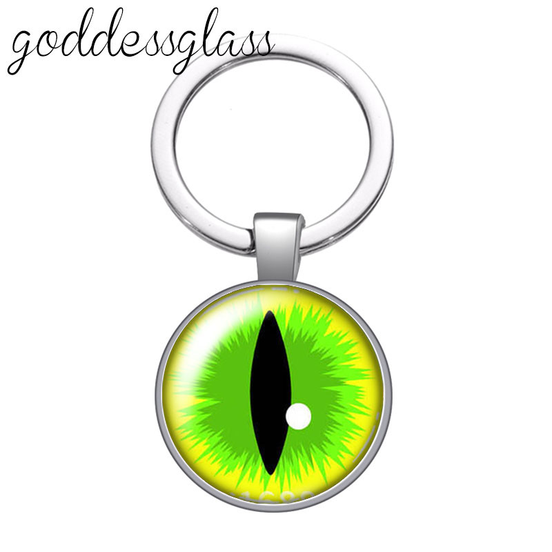 Dragon eye pepple eye pupilla Új stílusú Kerek üveg cabochon kulcstartó Táska Autós kulcstartó Gyűrűtartó Charms kulcstartók ajándékokhoz