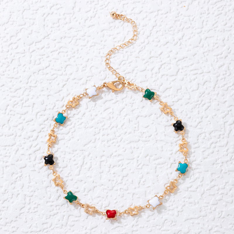 Tocona Colorful Crystal Stone láblánc elegáns gyöngyház kézzel készített állítható bokaláncok nőknek bohém ékszer szett 21854