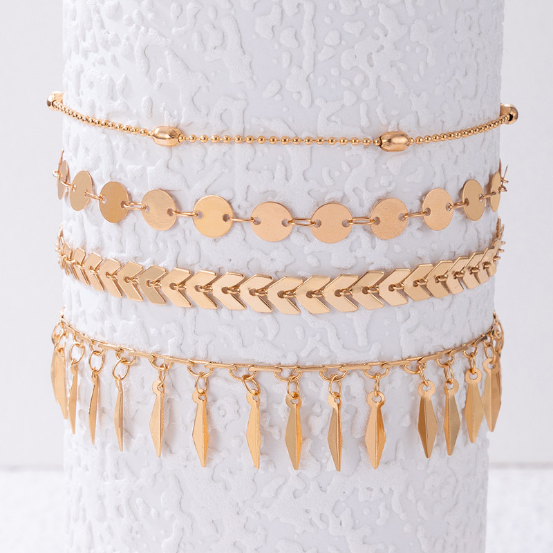 Tocona Brățări de gleznă cu mărgele colorate pentru femei fluture cu mai multe straturi ciucuri Lanț pentru picioare Bijuterii reglabile браслет