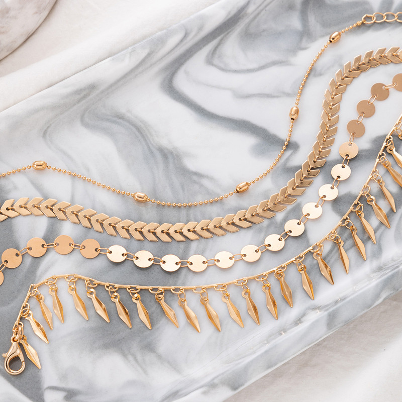 Tocona Brățări de gleznă cu mărgele colorate pentru femei fluture cu mai multe straturi ciucuri Lanț pentru picioare Bijuterii reglabile браслет