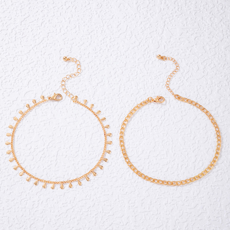 Tocona2 bucăți/seturi Brațe de gleznă cu ciucuri cu strass colorate pentru femei, aurii, metale grele, lanț de picioare groase, bijuterii reglabile 21469