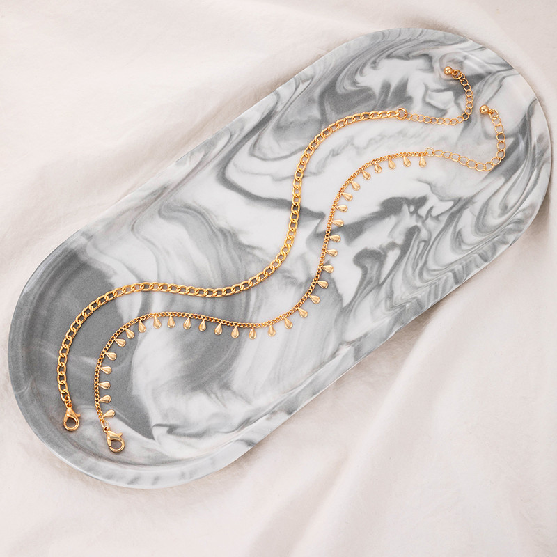 Tocona2 bucăți/seturi Brațe de gleznă cu ciucuri cu strass colorate pentru femei, aurii, metale grele, lanț de picioare groase, bijuterii reglabile 21469