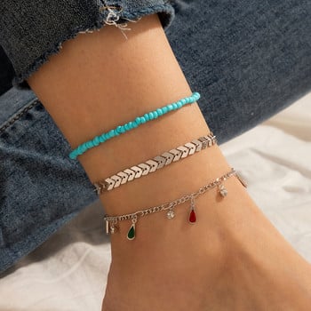 Tocona 15 стил гривни за глезена за жени Summer Shell Tassel Colorful Weave Bead Foot Chain Бохемски бижута на едро