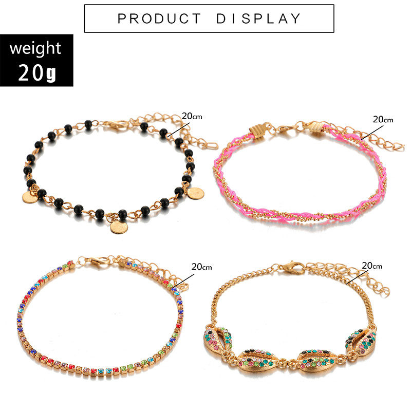 Tocona 15 Brățări de gleznă stil pentru femei vară Shell ciucuri țesătură colorată margele de picior lanț de bijuterii boeme en-gros