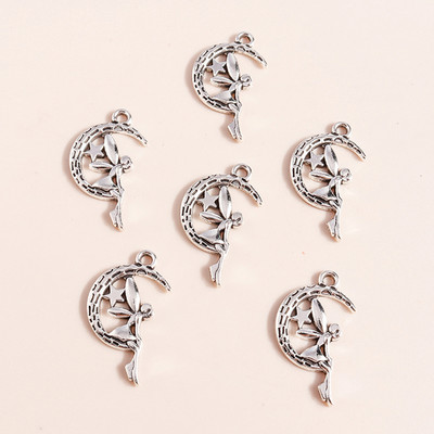 20 buc 25 * 14 mm Brelocuri creative cu zână a lunii pentru realizarea de bijuterii cu înger elf pandantive pentru coliere, cercei, brăţară