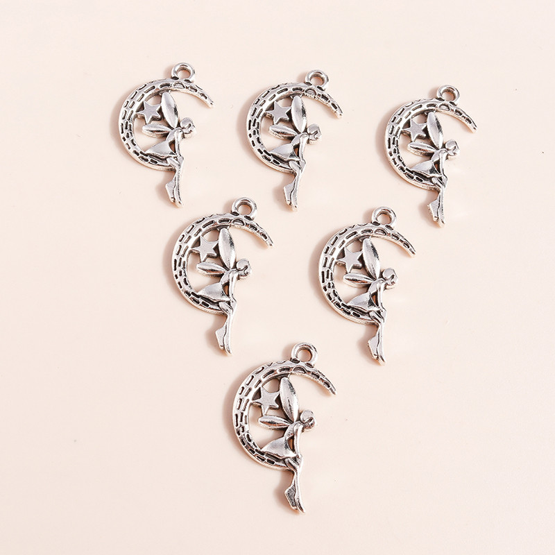 20 buc 25 * 14 mm Brelocuri creative cu zână a lunii pentru realizarea de bijuterii cu înger elf pandantive pentru coliere, cercei, brăţară