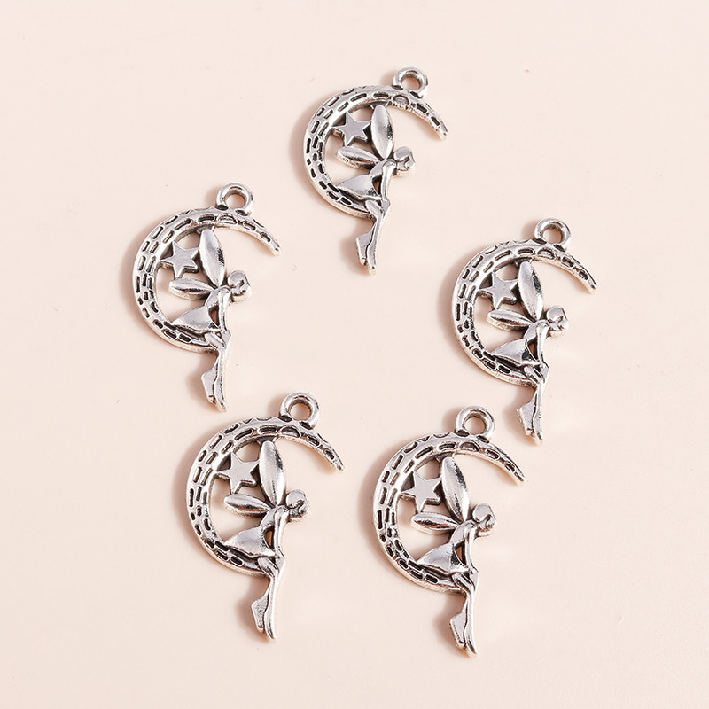 20 buc 25 * 14 mm Brelocuri creative cu zână a lunii pentru realizarea de bijuterii cu înger elf pandantive pentru coliere, cercei, brăţară