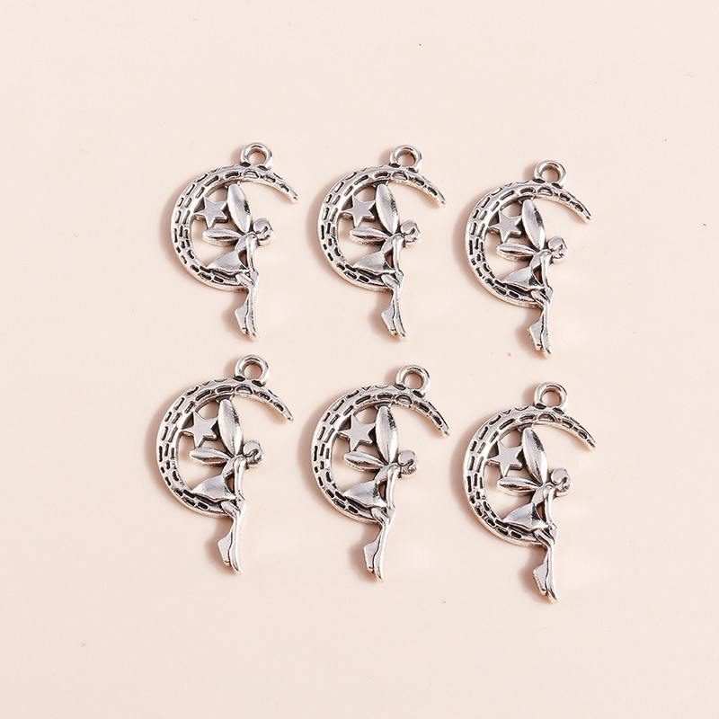 20 buc 25 * 14 mm Brelocuri creative cu zână a lunii pentru realizarea de bijuterii cu înger elf pandantive pentru coliere, cercei, brăţară
