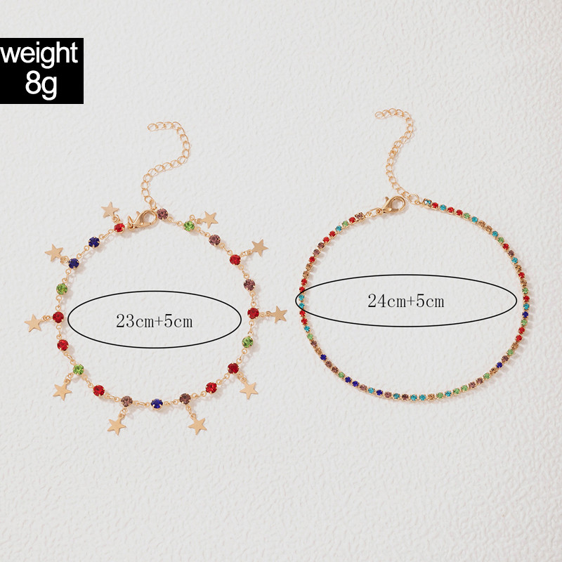 Tocona, piatră de cristal colorată, lanț pentru picioare, perle elegante, glezne reglabile, realizate manual pentru femei, set de bijuterii boeme 21363