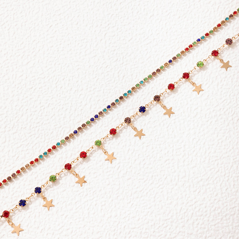 Tocona, piatră de cristal colorată, lanț pentru picioare, perle elegante, glezne reglabile, realizate manual pentru femei, set de bijuterii boeme 21363