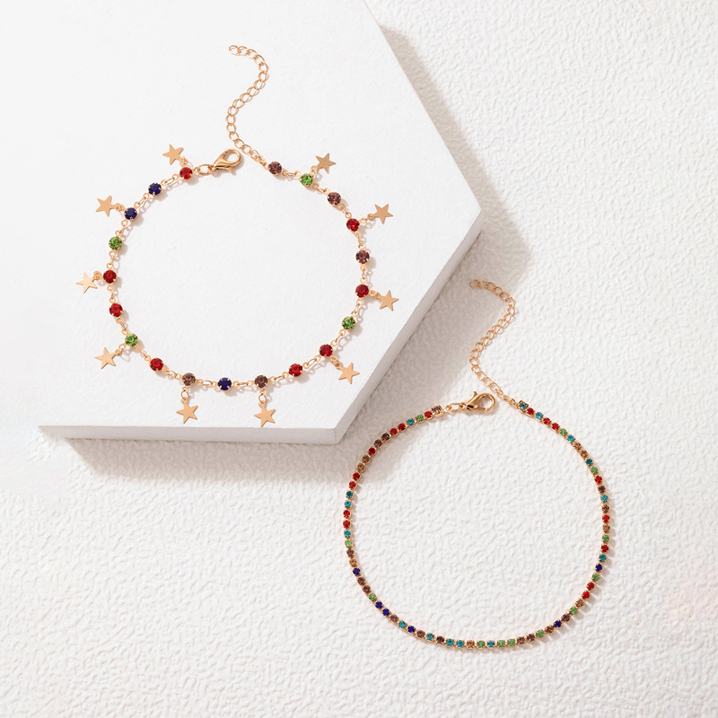 Tocona, piatră de cristal colorată, lanț pentru picioare, perle elegante, glezne reglabile, realizate manual pentru femei, set de bijuterii boeme 21363