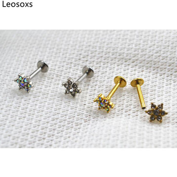 Leosoxs 1 бр. Пръстен за устни с вътрешен зъб от неръждаема стомана Micro-set Ear Stud Ear Bone Ring Piercing Dimple Stud Ear Ring