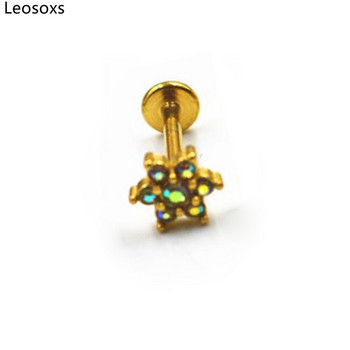 Leosoxs 1 бр. Пръстен за устни с вътрешен зъб от неръждаема стомана Micro-set Ear Stud Ear Bone Ring Piercing Dimple Stud Ear Ring