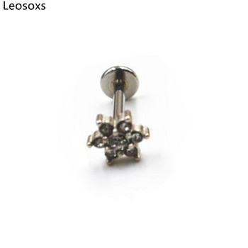 Leosoxs 1 бр. Пръстен за устни с вътрешен зъб от неръждаема стомана Micro-set Ear Stud Ear Bone Ring Piercing Dimple Stud Ear Ring