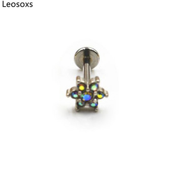 Leosoxs 1 бр. Пръстен за устни с вътрешен зъб от неръждаема стомана Micro-set Ear Stud Ear Bone Ring Piercing Dimple Stud Ear Ring