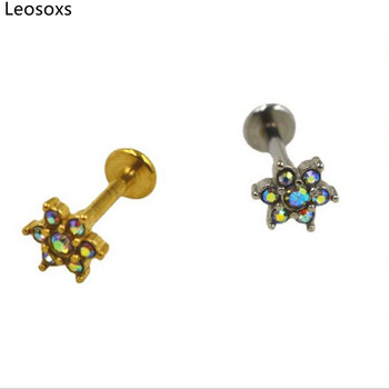 Leosoxs 1 бр. Пръстен за устни с вътрешен зъб от неръждаема стомана Micro-set Ear Stud Ear Bone Ring Piercing Dimple Stud Ear Ring