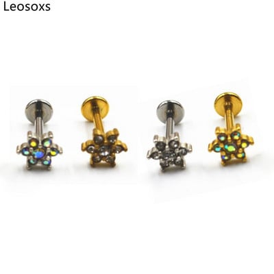 Leosoxs 1 бр. Пръстен за устни с вътрешен зъб от неръждаема стомана Micro-set Ear Stud Ear Bone Ring Piercing Dimple Stud Ear Ring