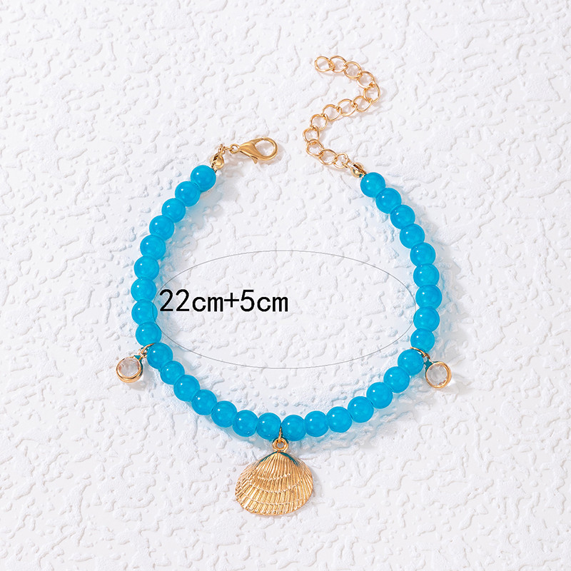 Tocona Shell gleznă pentru femei Brelocuri Pietre sparte albastre Geometrie Lanțuri reglabile pentru picioare Bijuterii boeme 1buc/set 22143